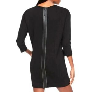 Athleta Cozy Karma Black Exposed back zip sweatshirt mini dress XS Oversized